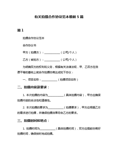 有关拍摄合作协议范本最新5篇