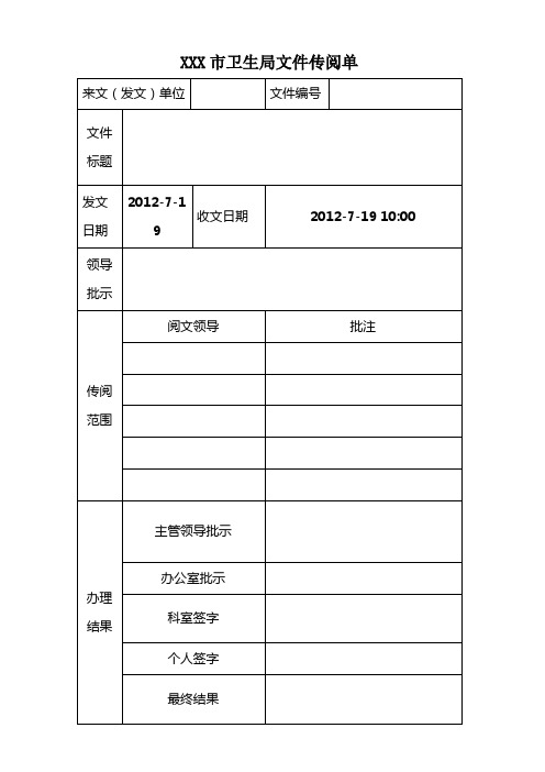 文件传阅单、文件发放单、会议签到表