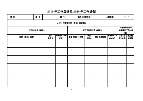 2019工作总结及2020工作计划范文模板