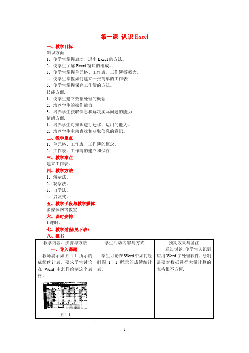 初中信息技术excel教案全集