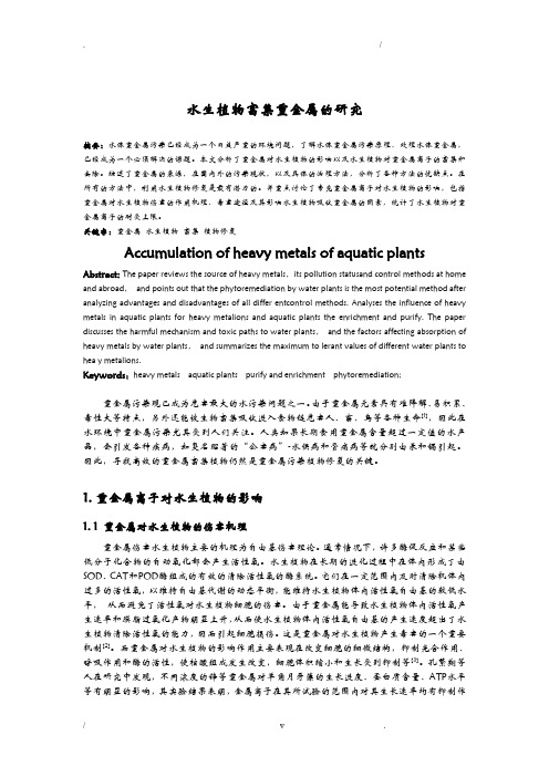 水生植物富集重金属(综述)