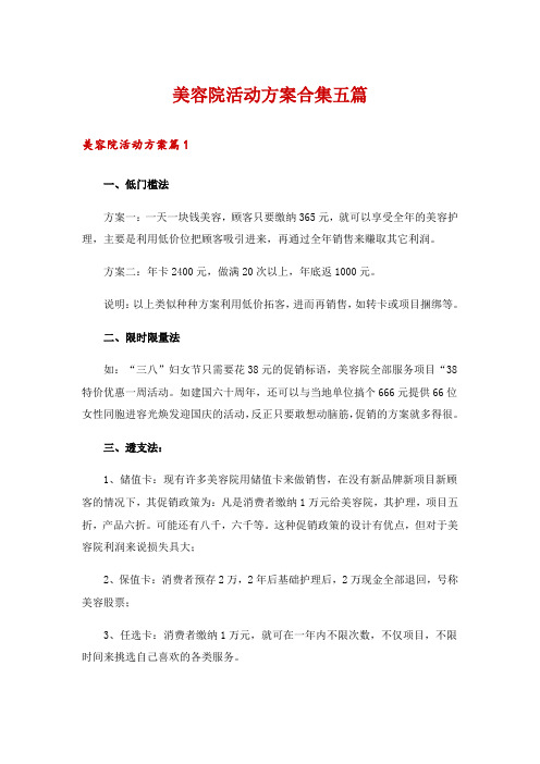 美容院活动方案合集五篇