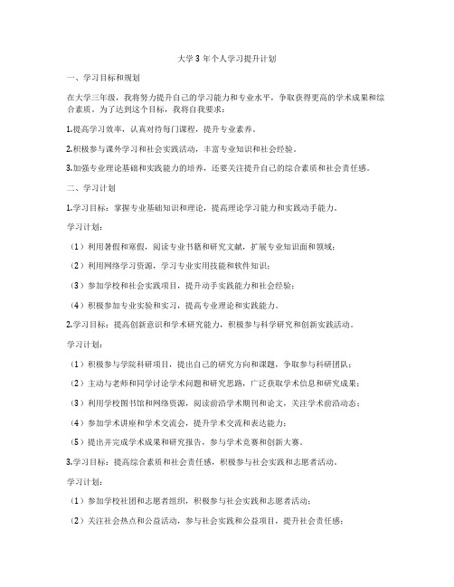 大学3年个人学习提升计划