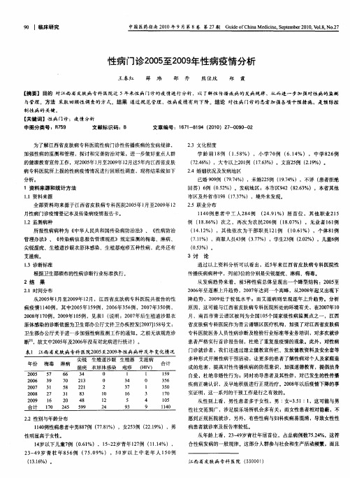 性病门诊2005至2009年性病疫情分析