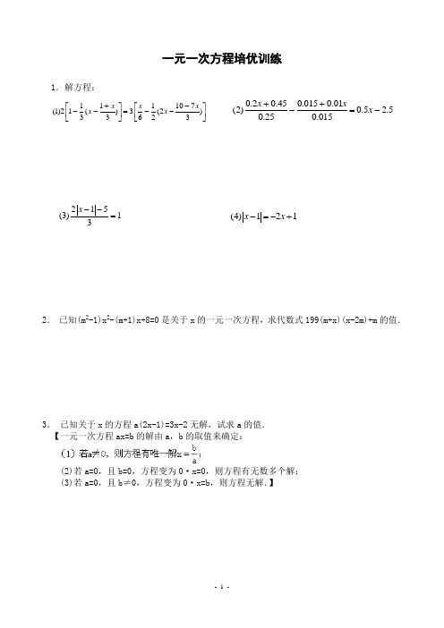 一元一次方程培优训练