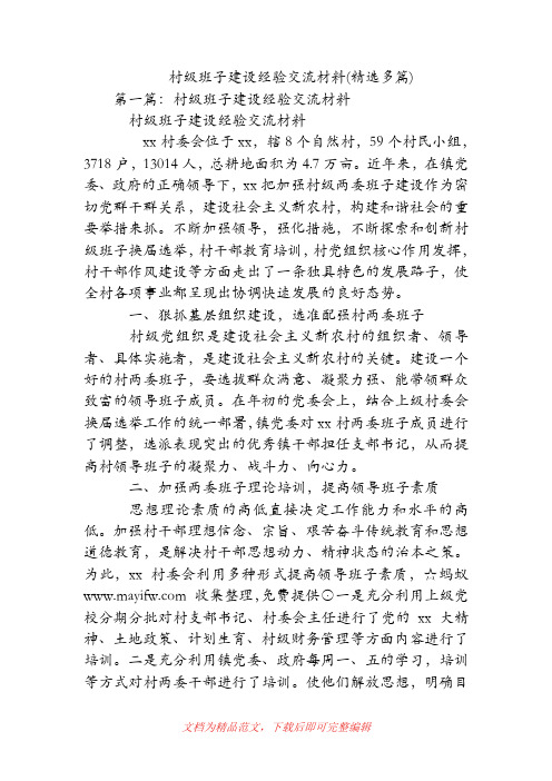 村级班子建设经验交流材料(精选多篇).doc