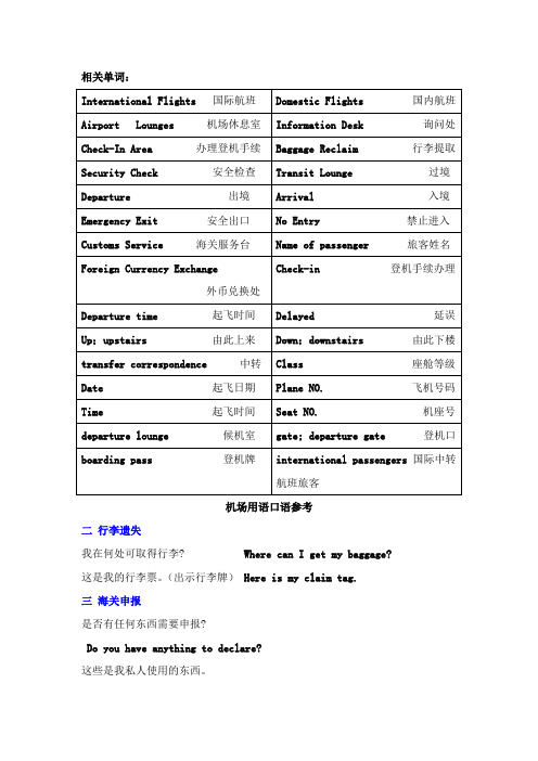 机场常用英语(主要用于中转)