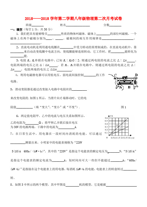 最新-八年级物理下学期第二次月考试卷 人教新课标版 精品