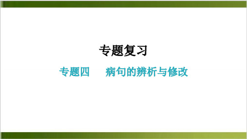 专题复习四 病句的辨析与修改 导学课件—八年级语文上册 部编版(共16张PPT)