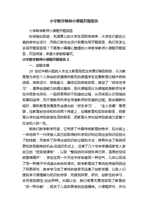 小学数学教师小课题开题报告