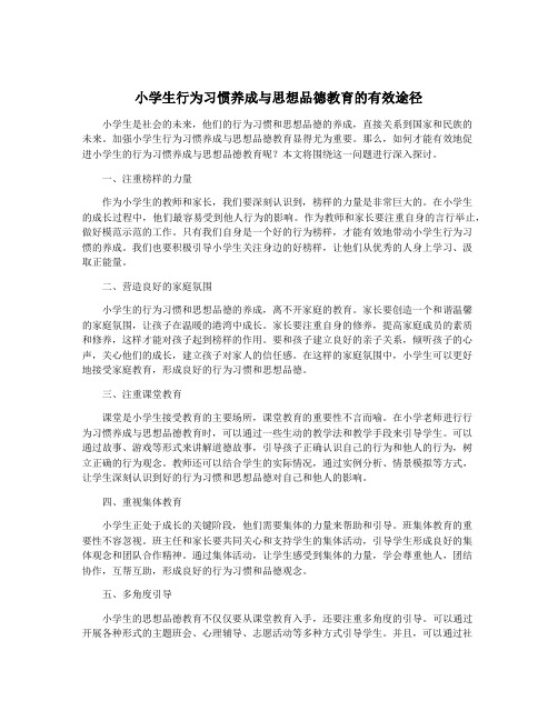 小学生行为习惯养成与思想品德教育的有效途径