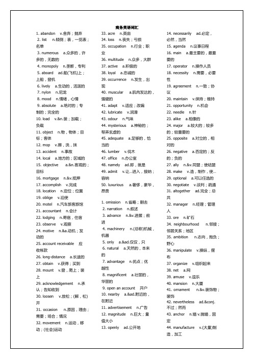 商务英语词汇表