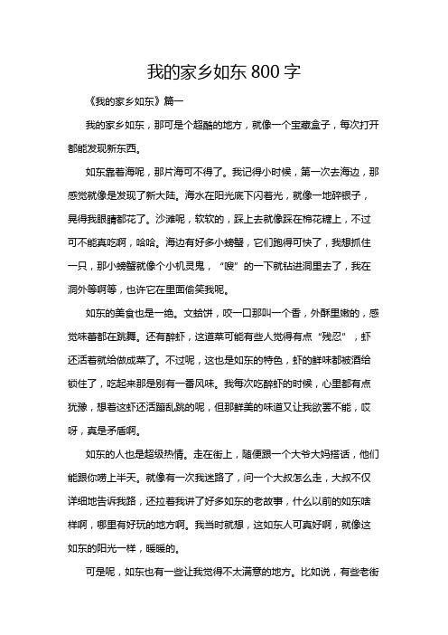 我的家乡如东800字