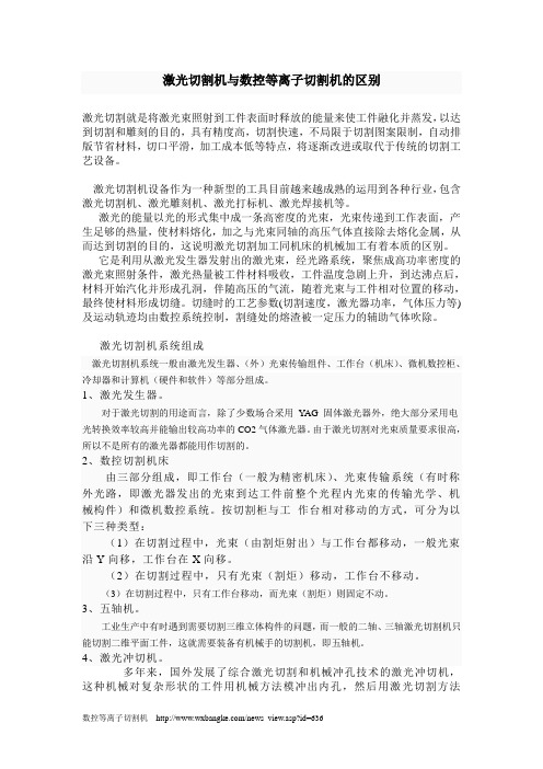 激光切割机与数控等离子切割机的区别