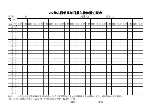 幼儿园幼儿每日晨午检体温记录表通用资料