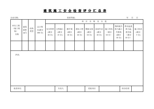 《建筑施工安全检查标准》JGJ59—2011表格