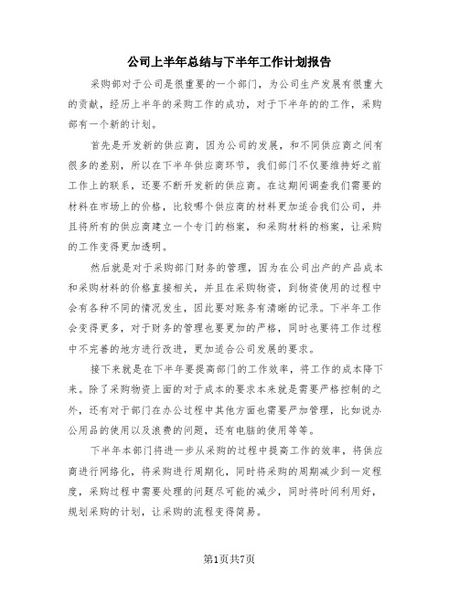 公司上半年总结与下半年工作计划报告(三篇)