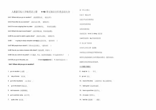 人教新目标八年级英语上册1-10单元知识点归类总结大全(20200710004436)