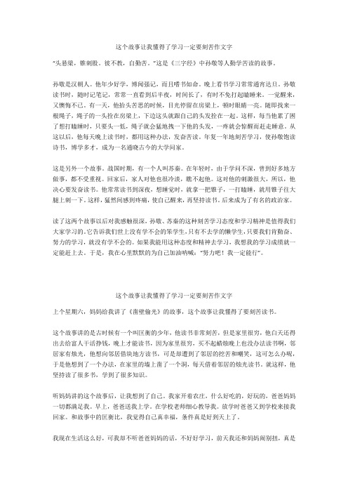 这个故事让我懂得了学习一定要刻苦作文400字