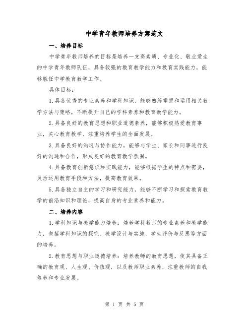 中学青年教师培养方案范文（2篇）