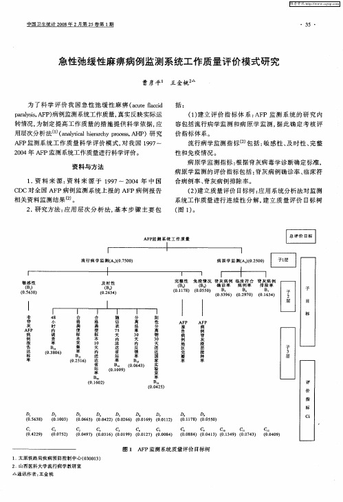 急性弛缓性麻痹病例监测系统工作质量评价模式研究