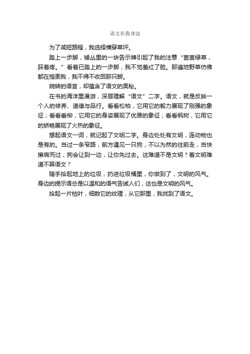 语文在我身边_作文300字_初一抒情作文_