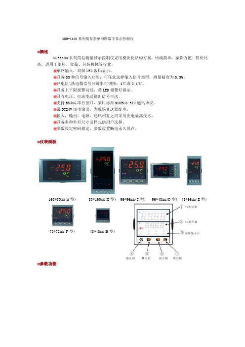 NHR-1100系列简易型单回路数字显示控制仪