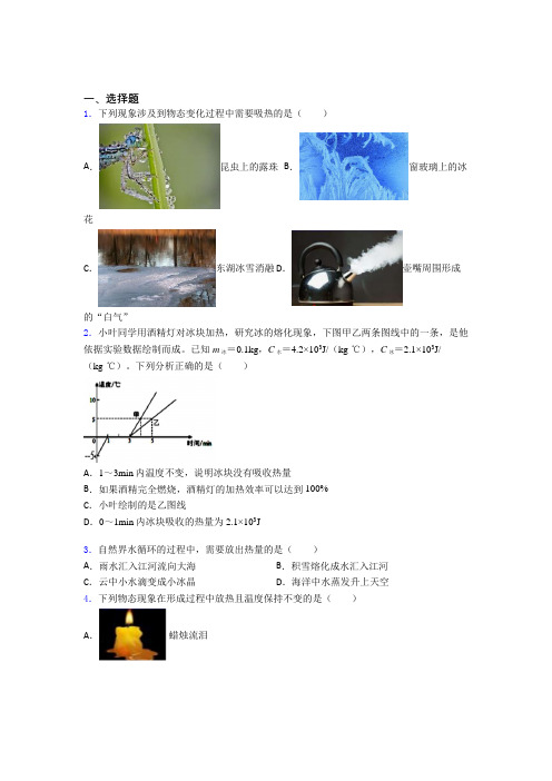 上海大同中学初中物理八年级上第一章《物态及其变化》测试卷(有答案解析)