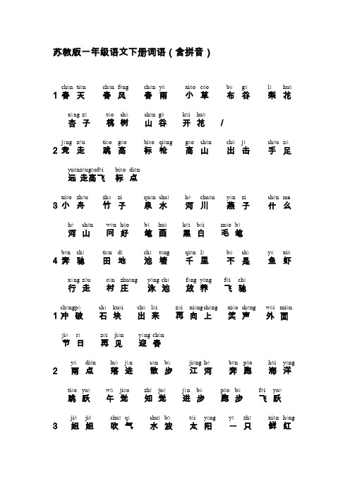 苏教版一年级语文下册词语(含拼音)