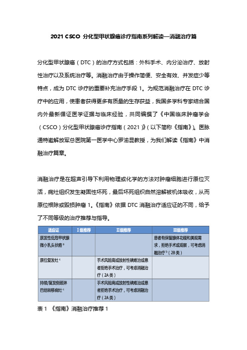 2021 CSCO 分化型甲状腺癌诊疗指南系列解读—消融治疗篇