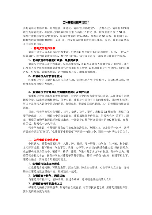 各种葡萄的健康功效