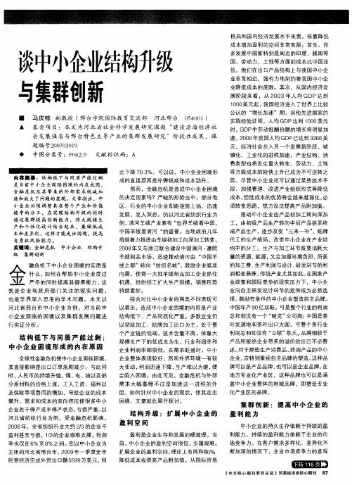 谈中小企业结构升级与集群创新