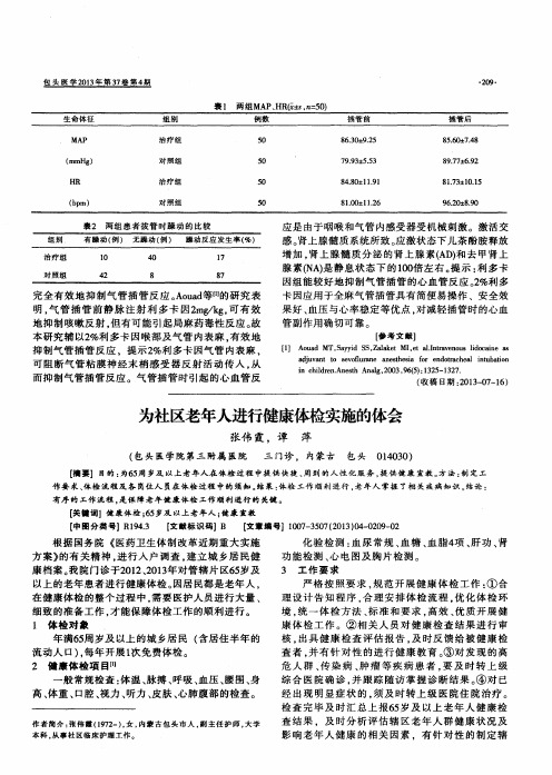 为社区老年人进行健康体检实施的体会