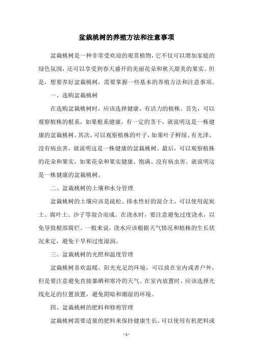 盆栽桃树的养殖方法和注意事项