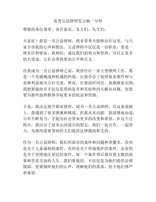 优秀公益律师发言稿一分钟