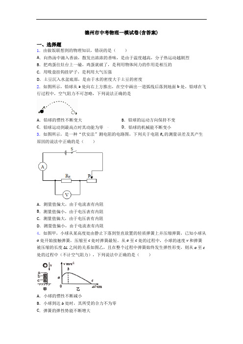 德州市中考物理一模试卷(含答案)