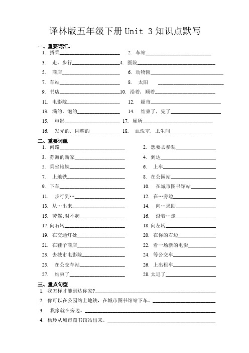 Unit3Askingtheway知识点默写(素材)-五年级下册英语