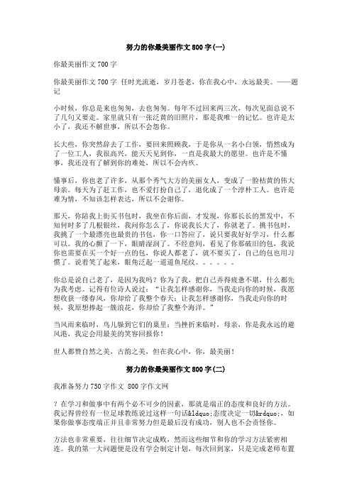 努力的你最美丽作文800字