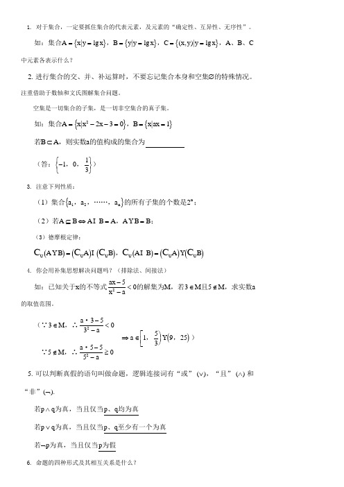 浙江省高考数学历年真题重点难点知识总结