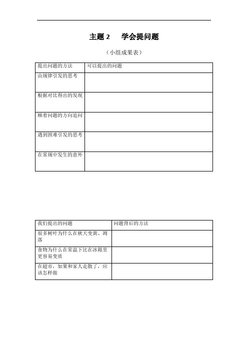 山东省三年级上册综合实践活动小组成果展示及评价表格