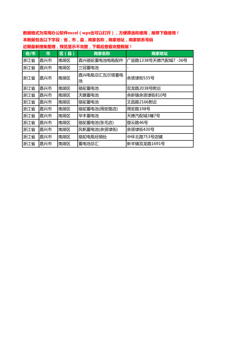 2020新版浙江省嘉兴市南湖区蓄电池工商企业公司商家名录名单黄页联系电话号码地址大全12家