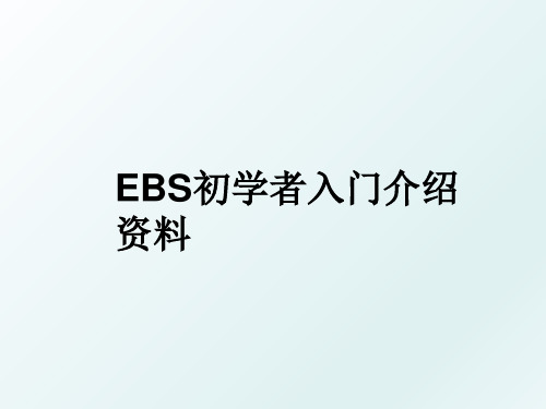 EBS初学者入门介绍资料