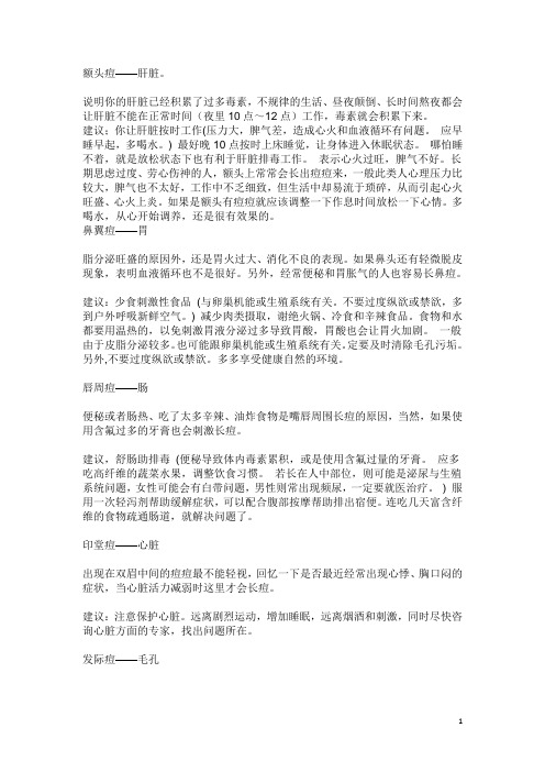 面部不同部位长痘的原因和建议调理方法