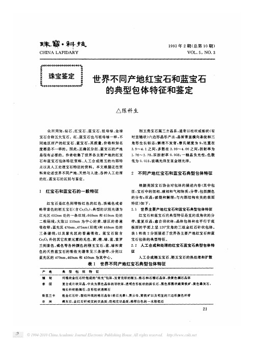 世界不同产地红宝石和蓝宝石的典型包体特征和鉴定