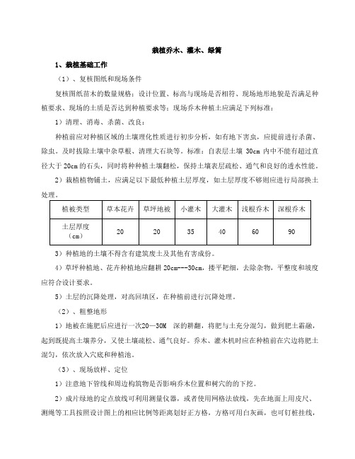 灌木、绿篱、草坪施工方案