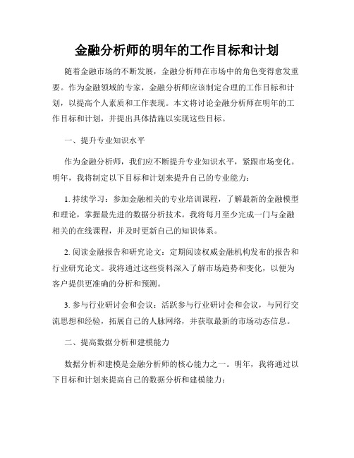 金融分析师的明年的工作目标和计划