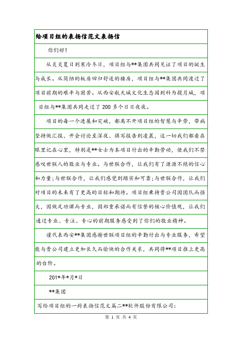 给项目组的表扬信范文表扬信.doc