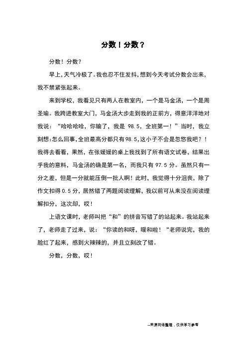 分数!分数?_小学三四年级记事