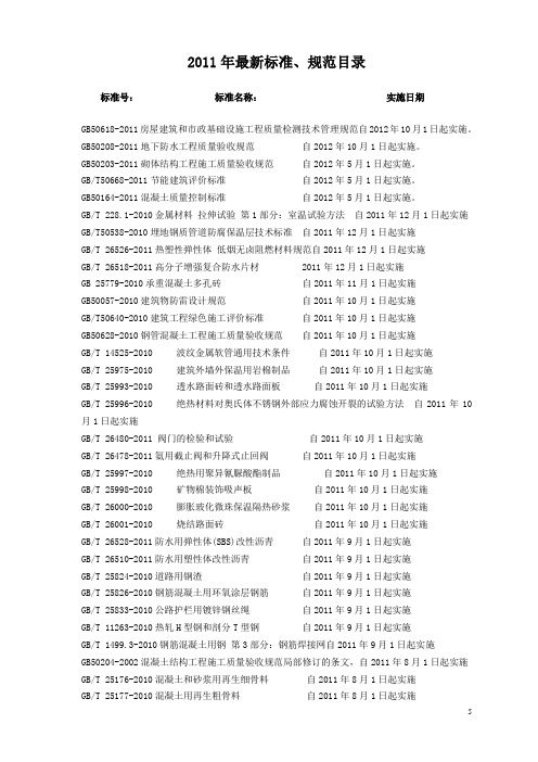 2011年标准、规范目录汇编00385