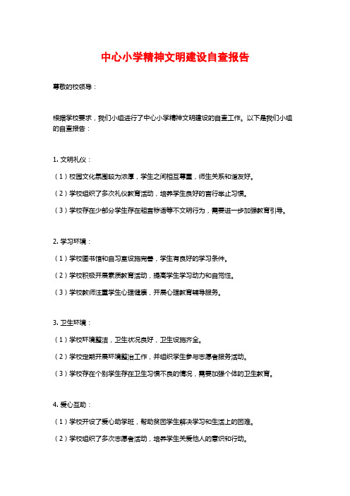 中心小学精神文明建设自查报告